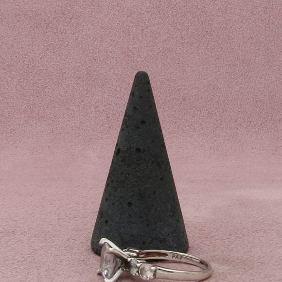 sterling silver princess-cut cz engagement ring size 8 - Picture 3 of 3